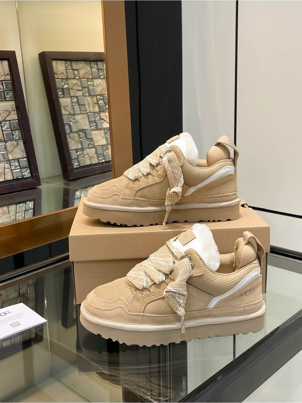 UGG Women's Low-Top Sneakers in Tan and White Trim